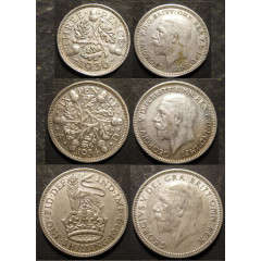 WORLD SILVER : Great Britain : King George V : Silver Type Set (Last Design). BID FOR THE LOT!